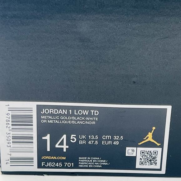 Nike Air Jordan 1 Low TD Gold Black FJ6245 701 Mens Size 14.5 NEW Football main image 4